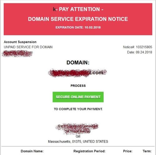 Domain Service Expiration Notice